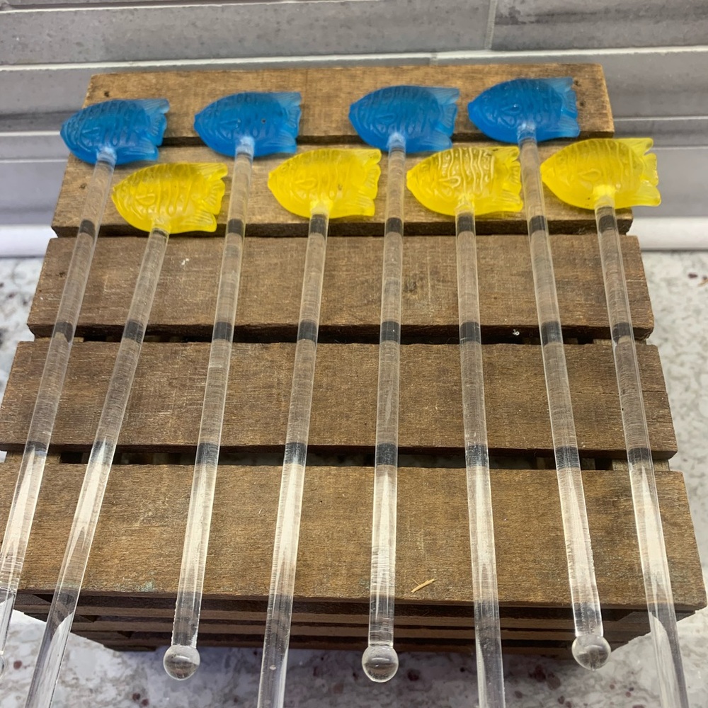 Set of Eight Nautical Fish Cocktail Stirs